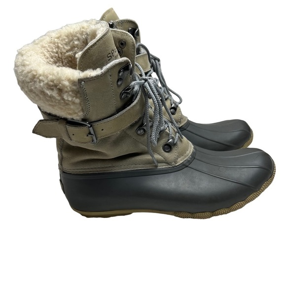 Sperry for J. Crew Shearwater Buckle Winter Boots Wool Lining Tan Women’s SZ 9M - Picture 7 of 11